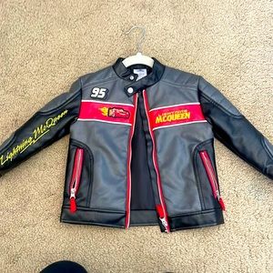 3T Boys Disney Lightning McQueen Black Leather Jacket